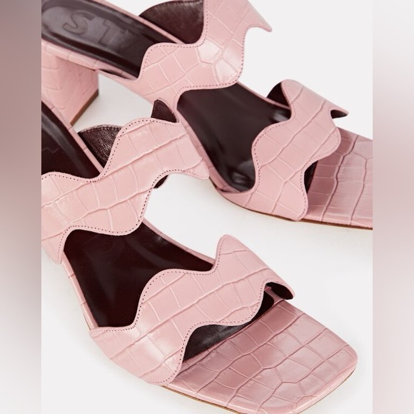 STAUD “Frankie” Croc-Embossed Leather Block Heel Sandals – EU 38.5 - Picture 5 of 5